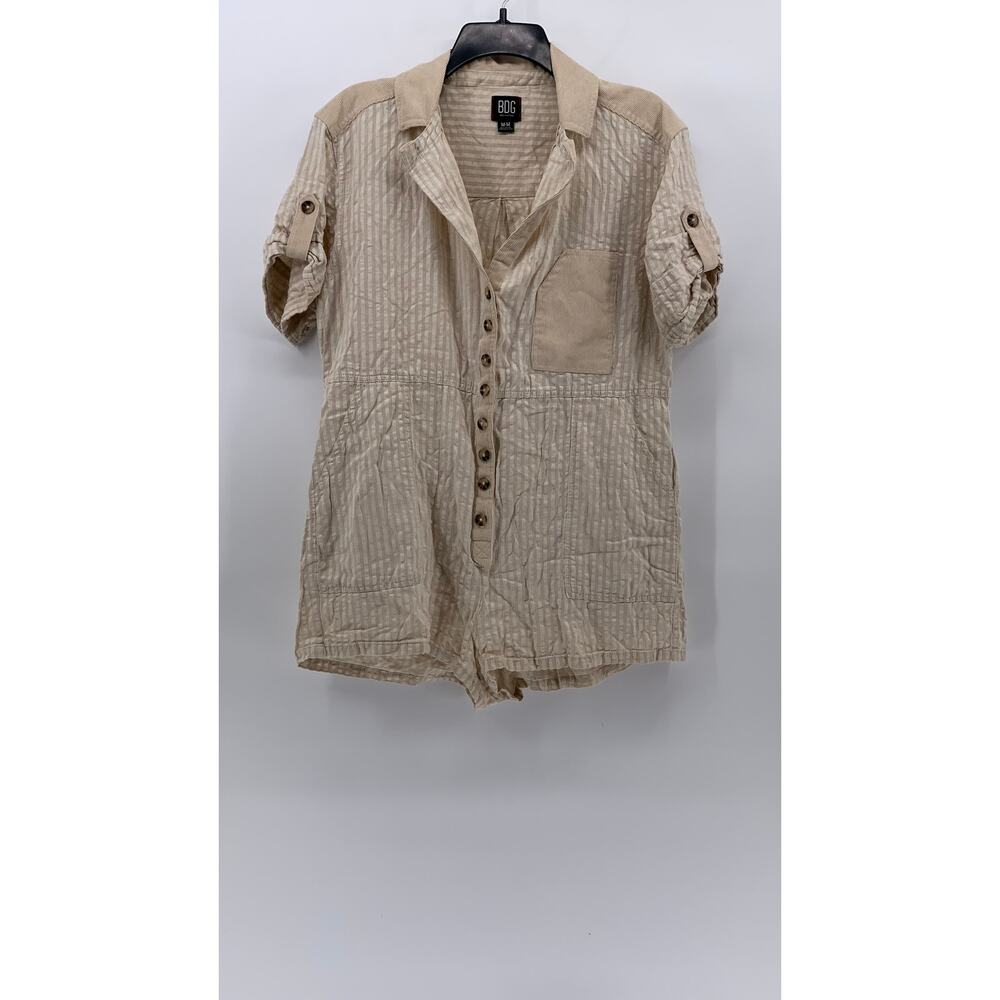 BDG Beige Short-Sleeve Romper